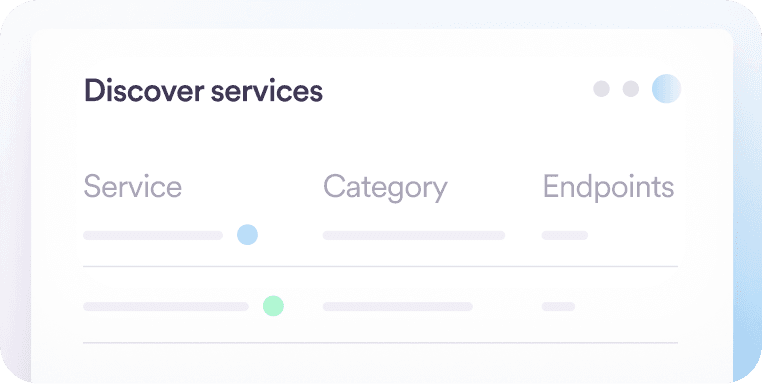 Machine-readable services organized by service, category, and endpoints